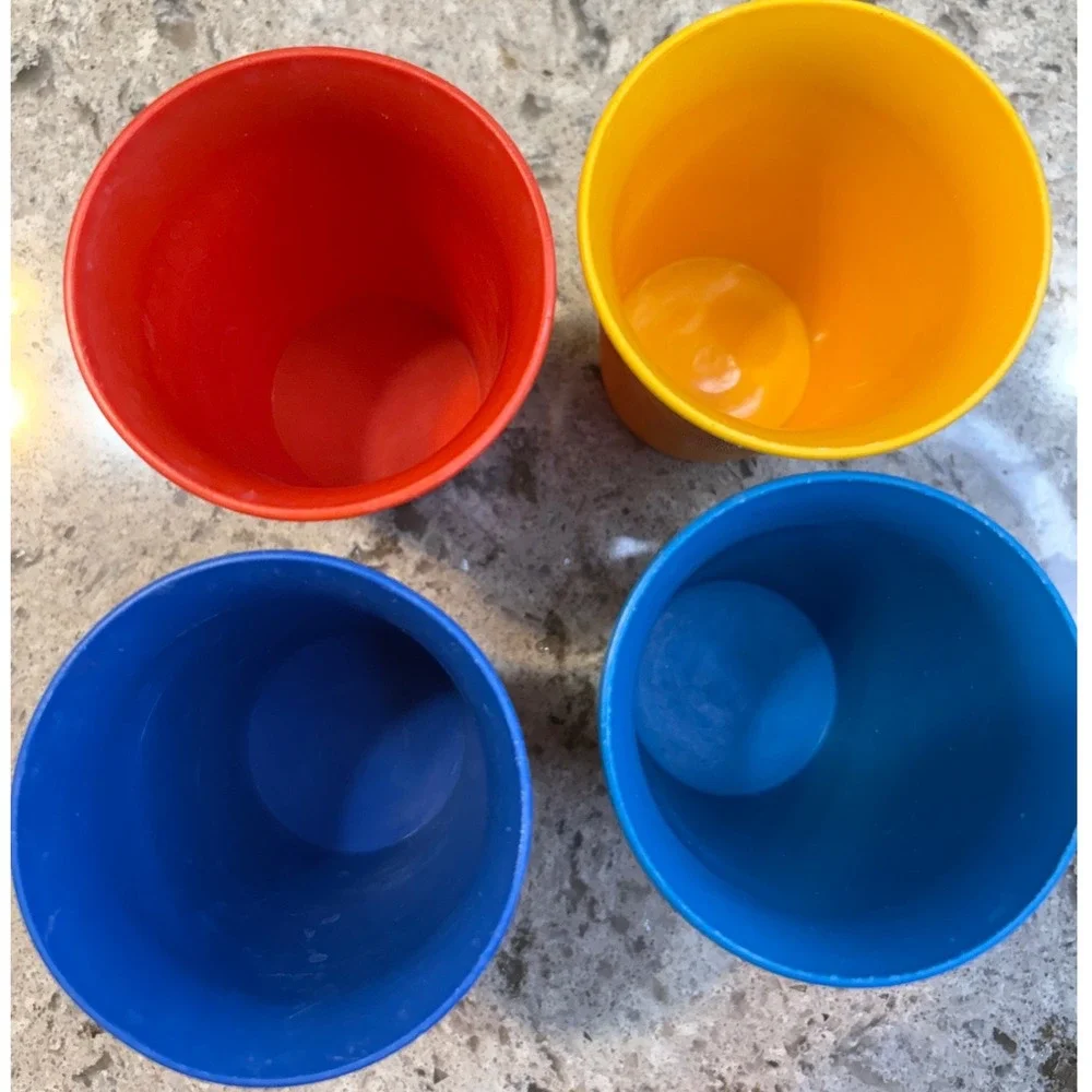 Vintage Tupperware Tumblers Set of 4 Primary Colors Stackable Textured Cups